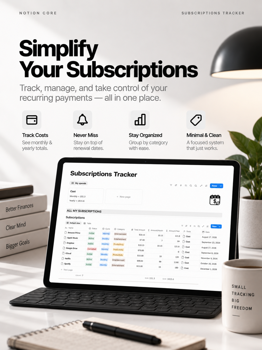 Subscriptions Tracker - Notion Template