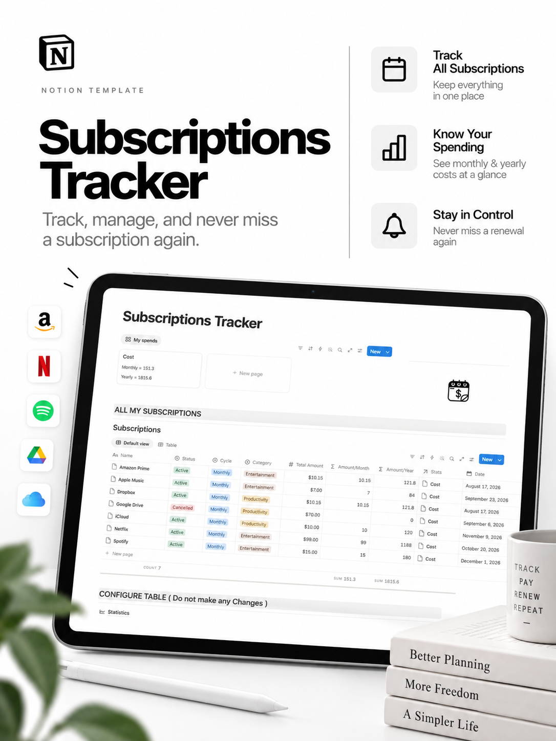 Subscriptions Tracker - Notion Template