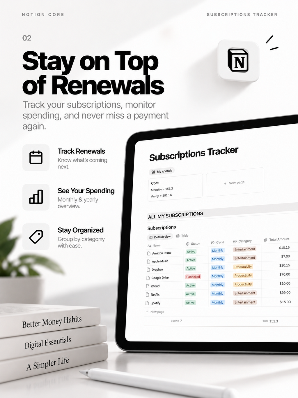 Subscriptions Tracker - Notion Template