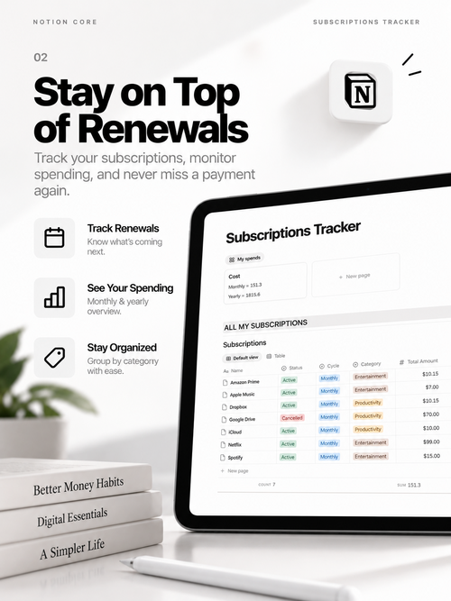 Subscriptions Tracker - Notion Template